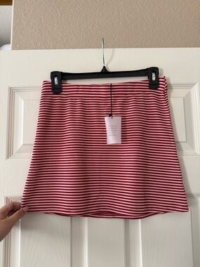 BNWT L’Academie Red & Pink Striped Mini Skirt
